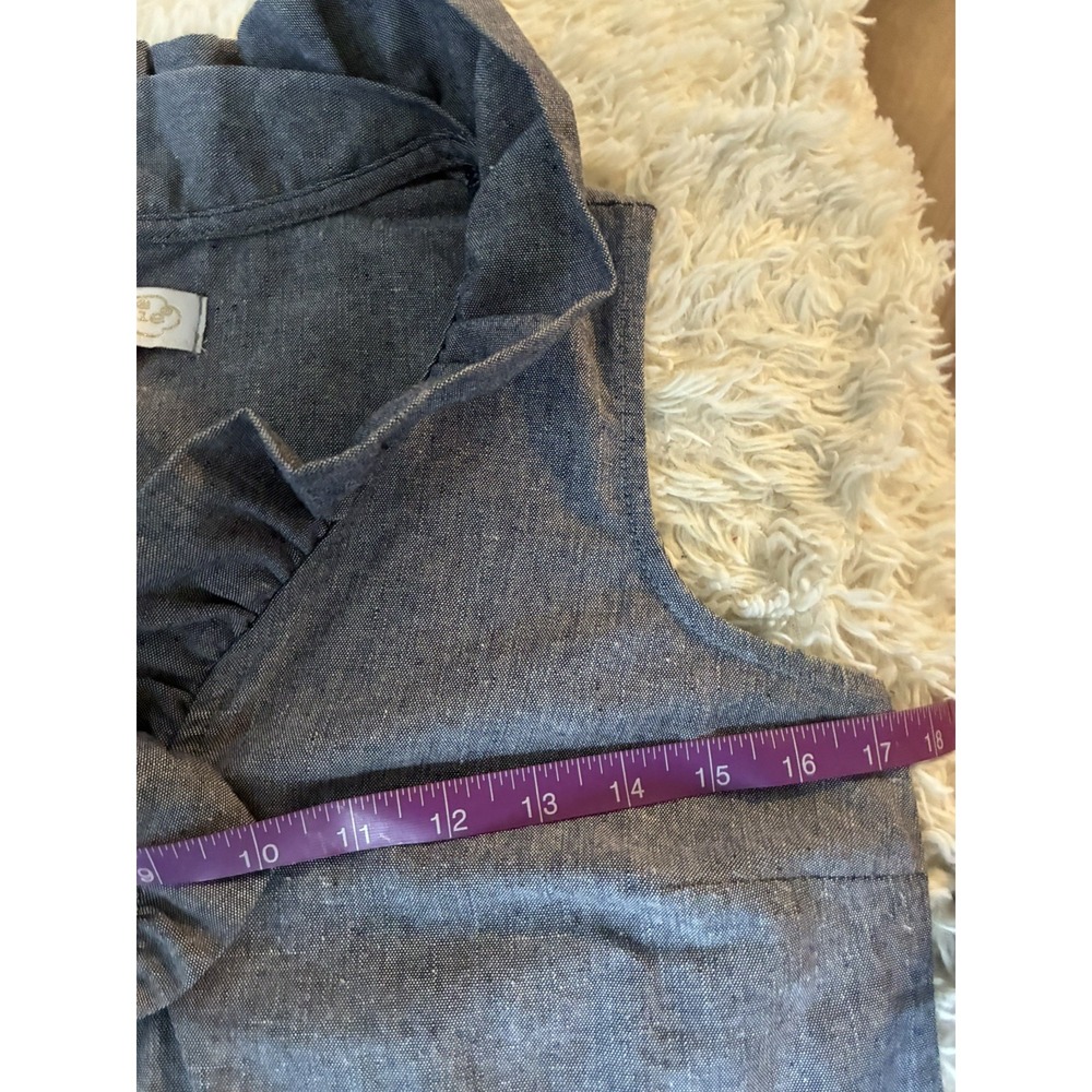 Mud Pie ladies Sleeveless Ruffle Collar Chambray Blouse XS , denim in color - Picture 11 of 16